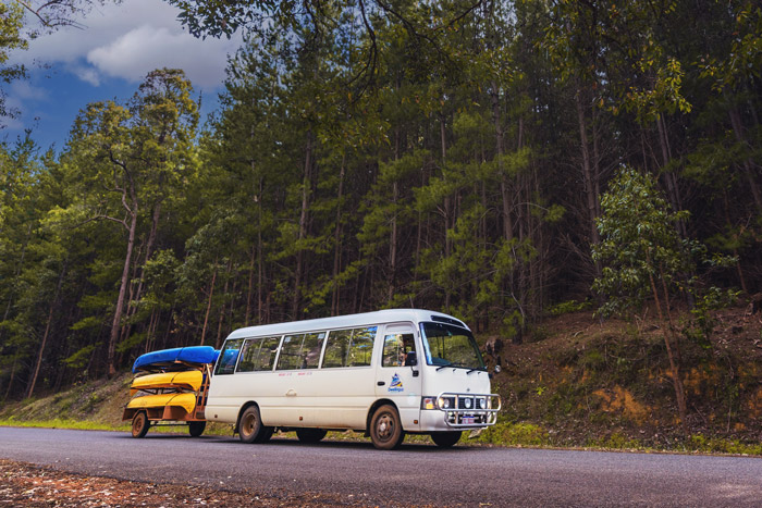 Waypoints Dwellingup Adventures Bus Charter pulling canoes