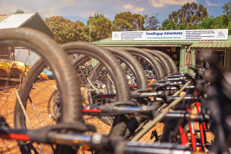 Bikes on travel rack