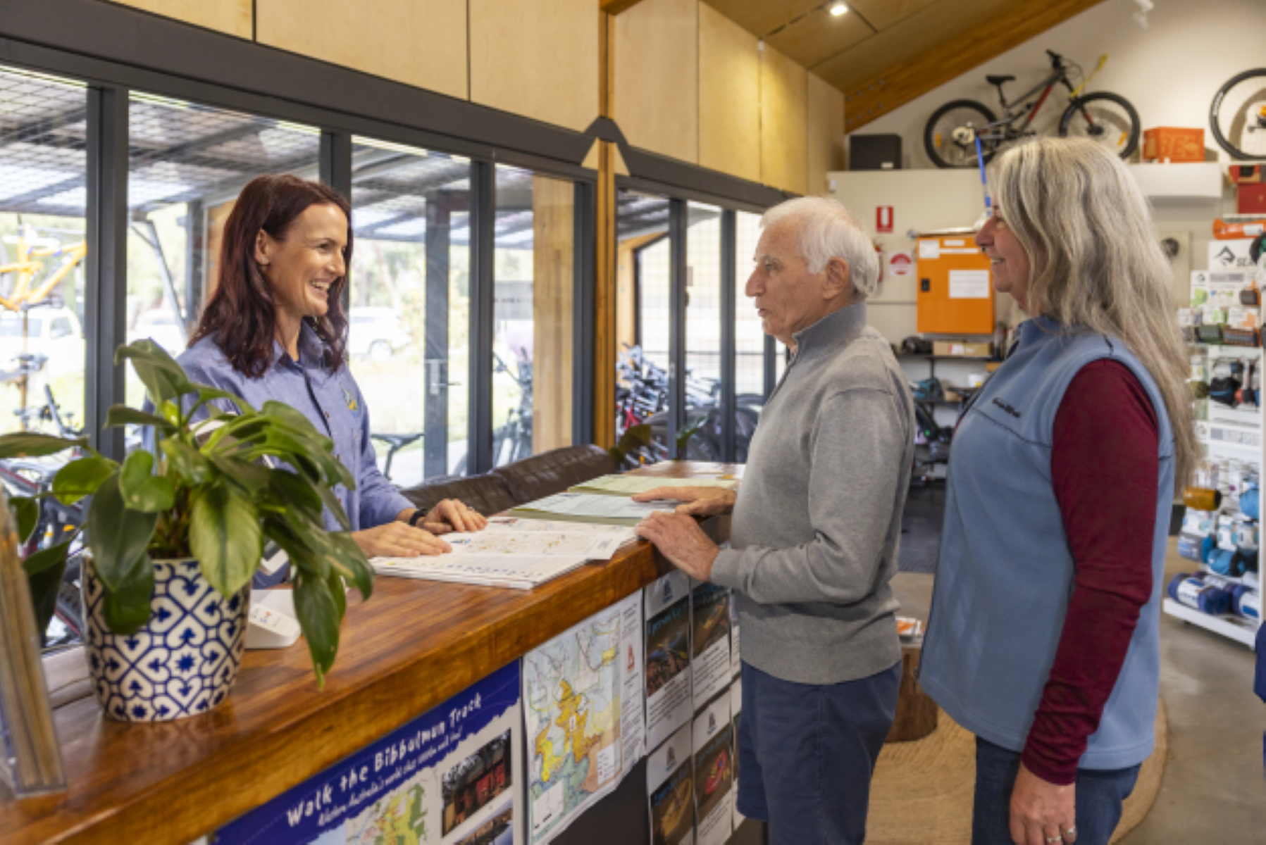 Guest checking in at Dwellingup Adventures trails and visitor centre