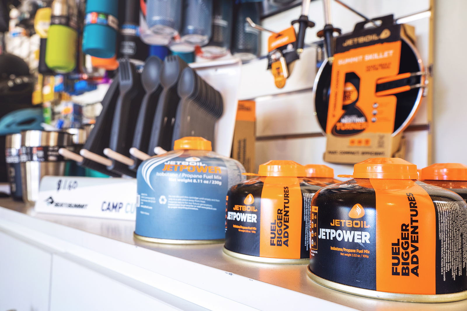 Jetboil and camping stove gas canisters at Dwellingup gear shop
