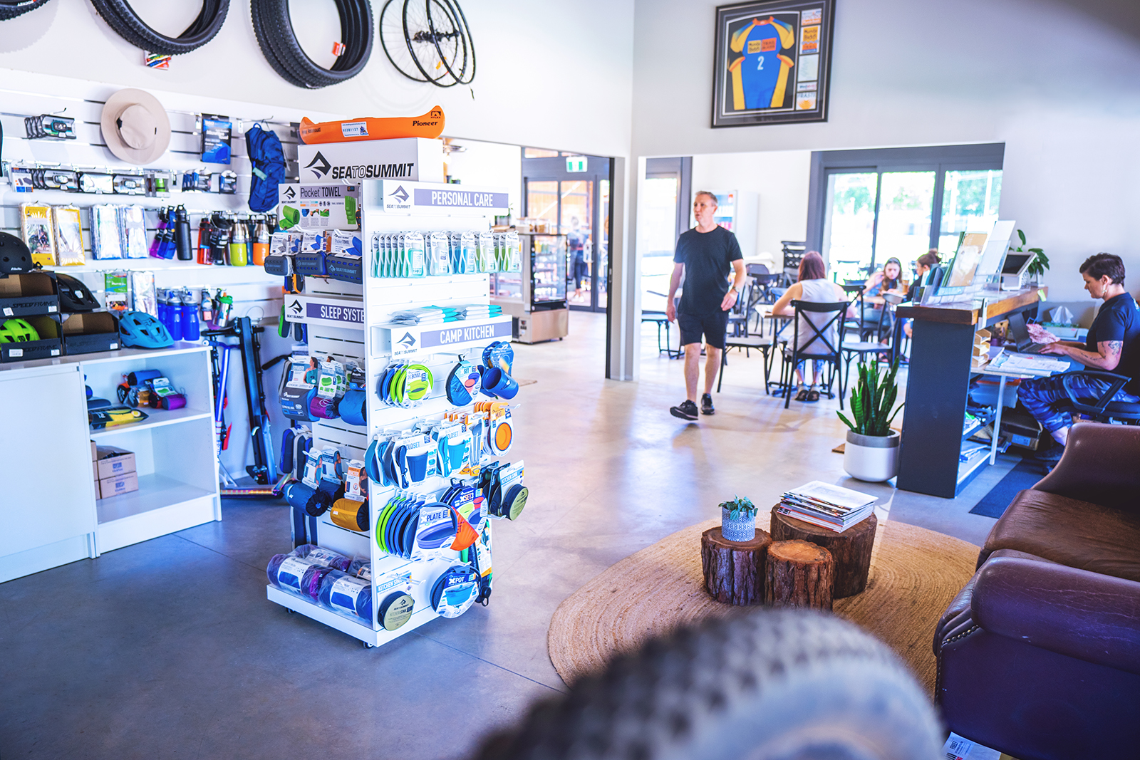 Adventure gear and equipment wall inside Dwellingup Adventures store