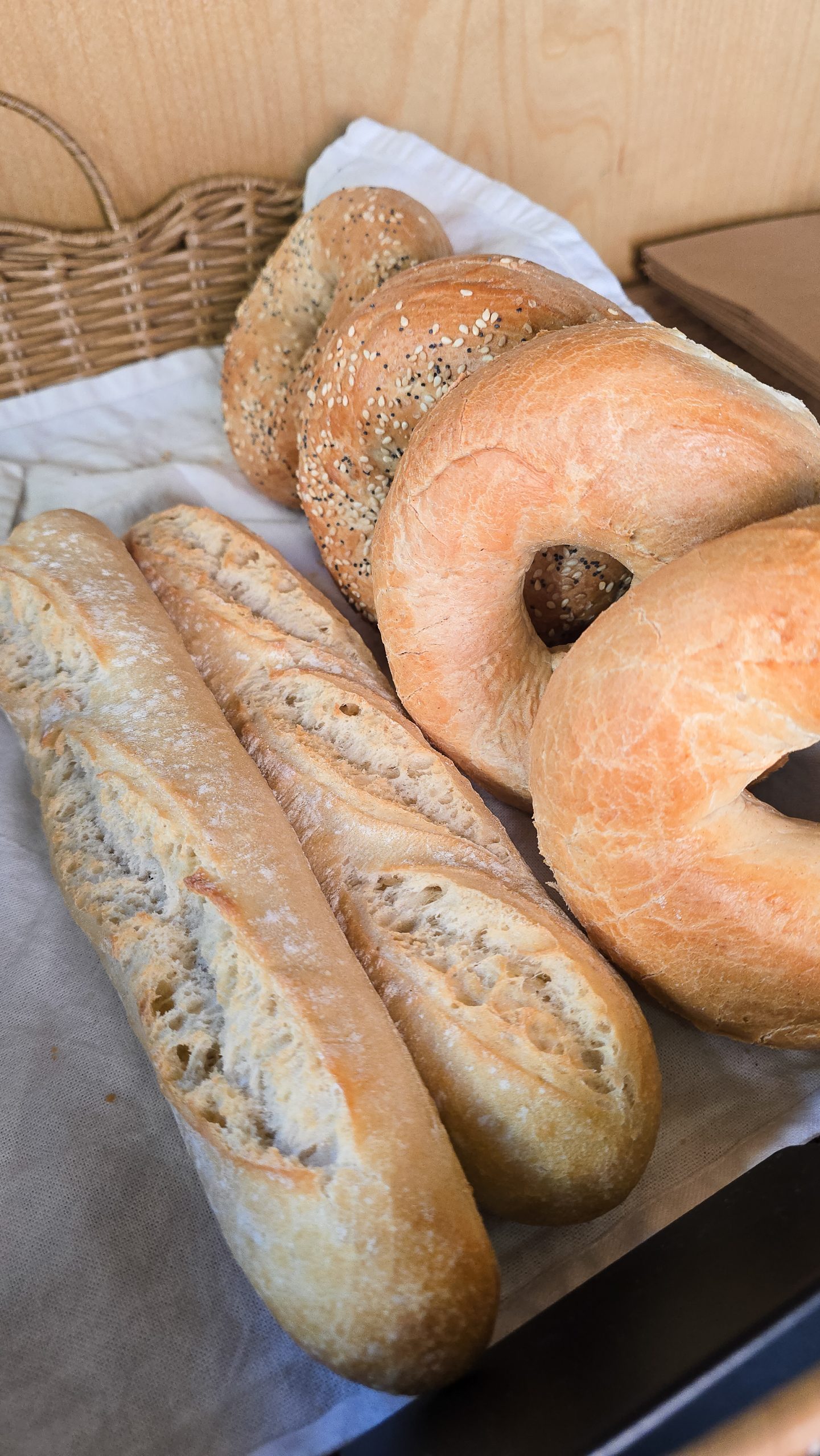 Baguettes and bagels ready to serve – artisan bread at Dwellingup cafe